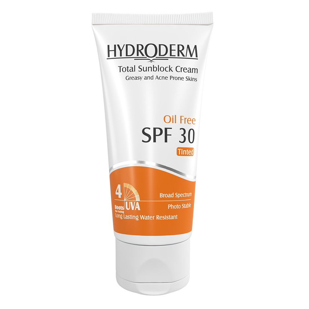 کرم ضد آفتاب SPF30 فاقد چربی رنگی بژ تیره 50 میلی لیتر هیدرودرم