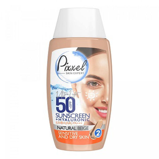 کرم ضدآفتاب بژ طبیعی مناسب پوست خشک و نرمال spf 50 پیکسل 50 میل