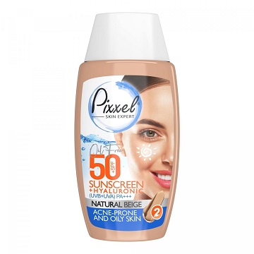 کرم ضد آفتاب بژ طبیعی مناسب پوست چرب و جوشدار spf 50 پیکسل 50 میل