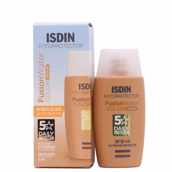 فلوئید ضد آفتاب فیوژن واتر SPF50 بژ طبیعی مناسب پوست چرب و مختلط ایزدین 50 میل