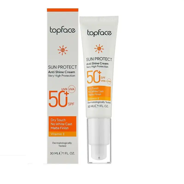 کرم ضدآفتاب بی‌رنگ SPF50 مناسب انواع پوست تاپ فیس 30 میل